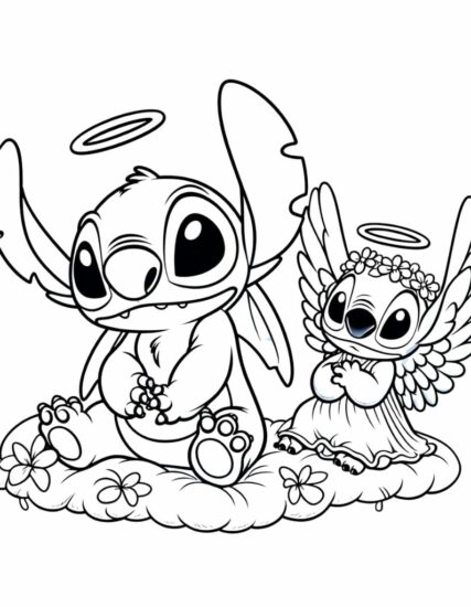 Stitch and Angel Coloring Pages